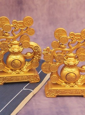 吉祥摆台福禄转转摇钱树客厅酒柜装饰品办公室店铺开业工艺品摆件