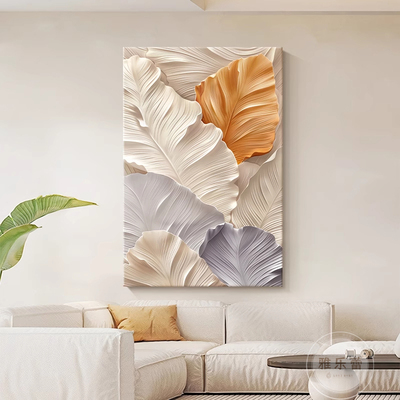 奶油风客厅装饰画家大业大沙发背景墙壁挂画抽象肌理入户玄关壁画