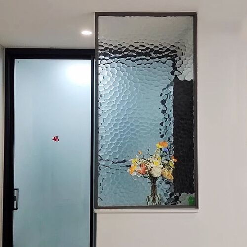 卫生间半墙钢化水立方压花艺术玻璃隔断屏风厕所卫浴室洗手台干区