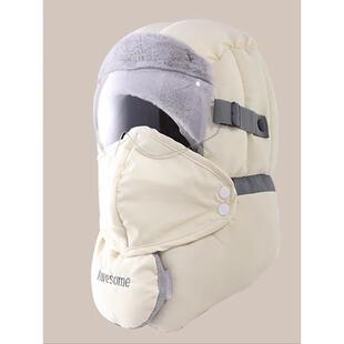 日本进口帽子女冬季2025防风面罩头套骑行加绒保暖防寒冬天冷帽男