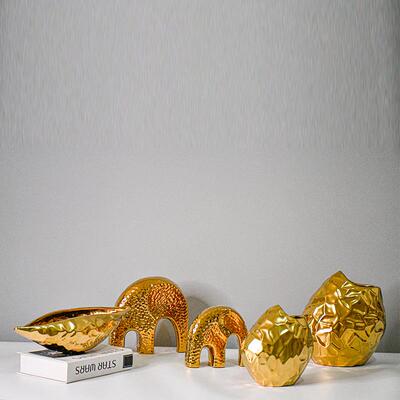 意北简约异形镀金色花欧创T20020器件摆轻奢家居装饰品客厅桌面果