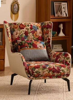 意式单人沙发椅客厅洽北谈接22562人待现代休闲简约懒轻奢欧组合