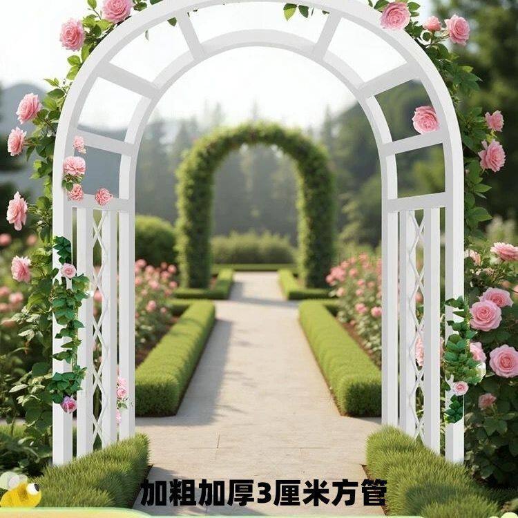 新款欧式镀锌管加粗方管花架爬藤架铁艺拱门花架户外耐用葡萄架子