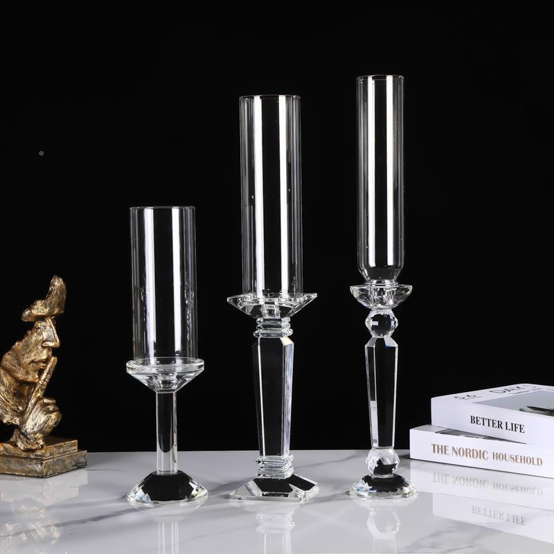 单头水晶烛台婚庆礼蜡道具家居装饰浪漫烛婚光晚餐CXDT--01璃玻创