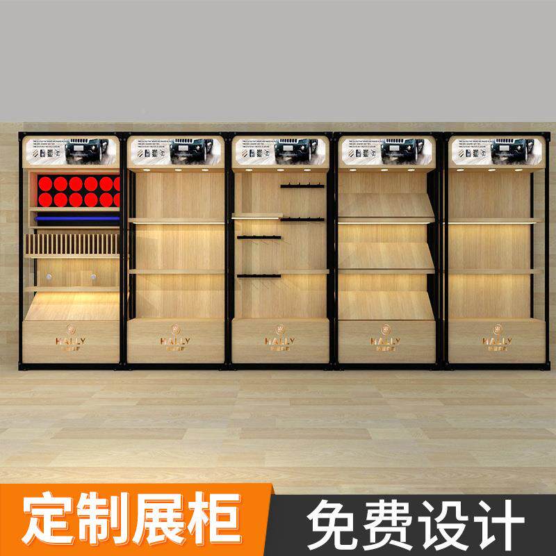 汽车用品配件商展示柜烤漆钢带木灯货架4Swd201811店品陈展列柜设