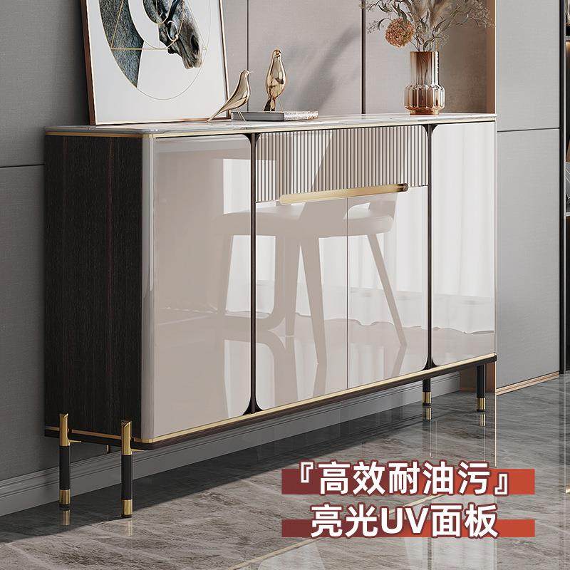 物薄款岩板餐边柜物现代简约窄厨房置柜意奢式客厅轻QLZ玄关储柜