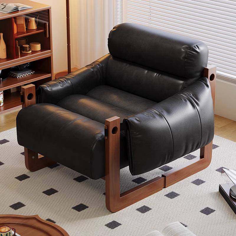 躺泽西椅单人沙发椅客厅中古风皮沙椅子发休岛闲懒511人椅实木复