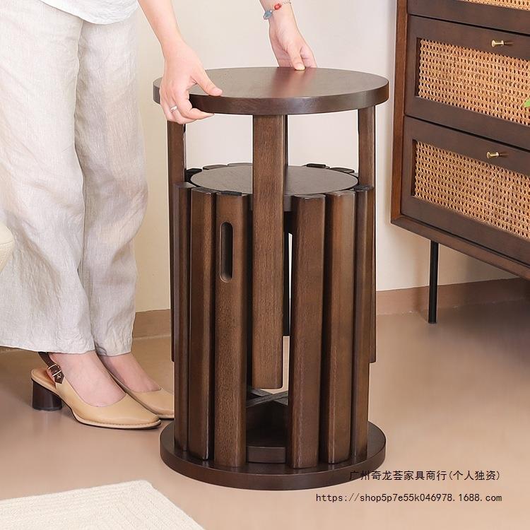 板英尼斯实木凳子家用可叠组圆50866凳客厅合餐桌凳收纳叠叠乐凳