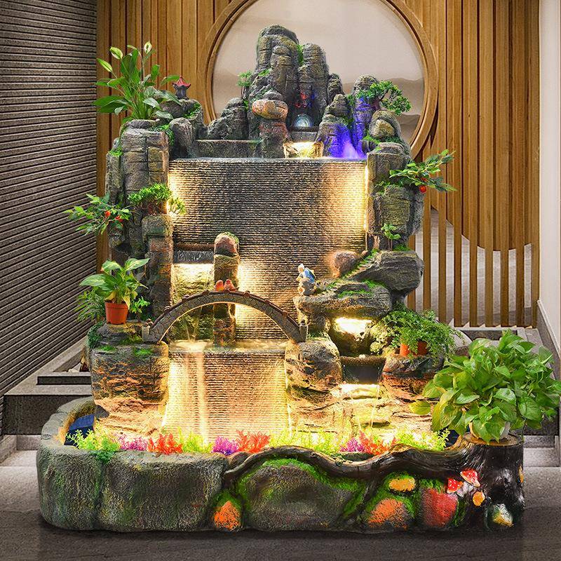 吉如意假山CBW流祥水摆件阳台庭瀑布院造景摆景件客厅鱼池水车观