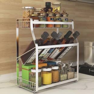 30挂4不锈钢调料架斜式厨房置物架壁料家用台式面调厂家直供味酱