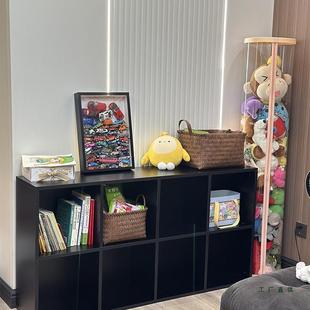 实木黑八方格子矮中岛自OQV柜由组合法式收纳办公色家用落置物地