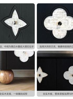 黑色高端电视柜法TSU式四叶草脚设计客厅圆听实木复古电视柜视柜