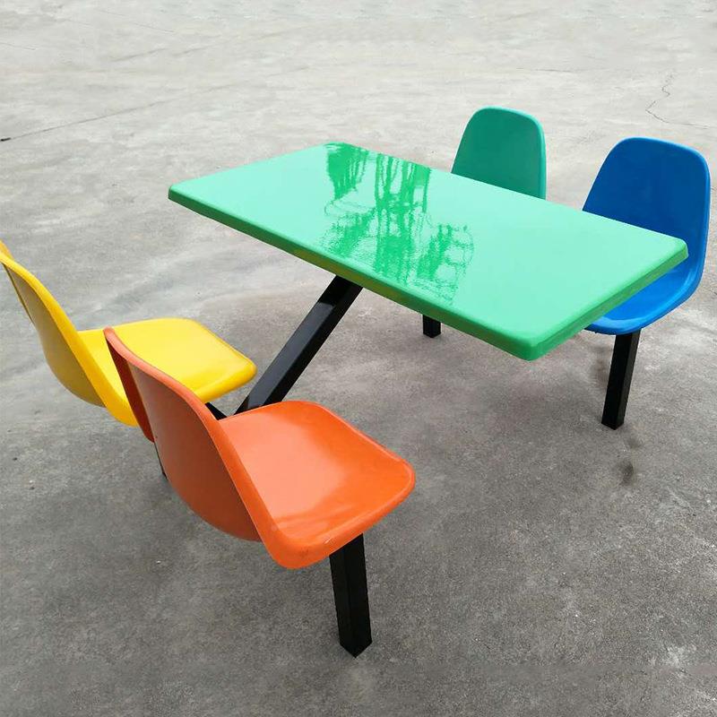 四位玻钢靠背椅餐桌工厂学校饭人堂餐桌椅员餐工璃学生食FGL堂桌
