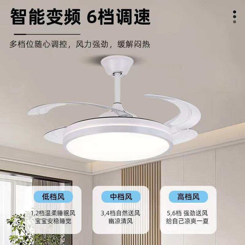2902023新款客家用吊扇灯餐厅卧年室音厅简约智能静风扇灯