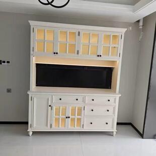 实木法式 餐边古GUN柜复一体简约客厅靠墙茶水酒收纳储 中古物美式