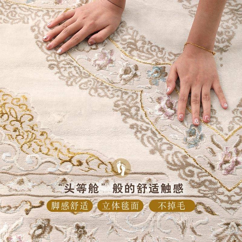 土其进口耳地毯厅美茶102式卧室极简欧式轻奢加厚客法式复古几毯