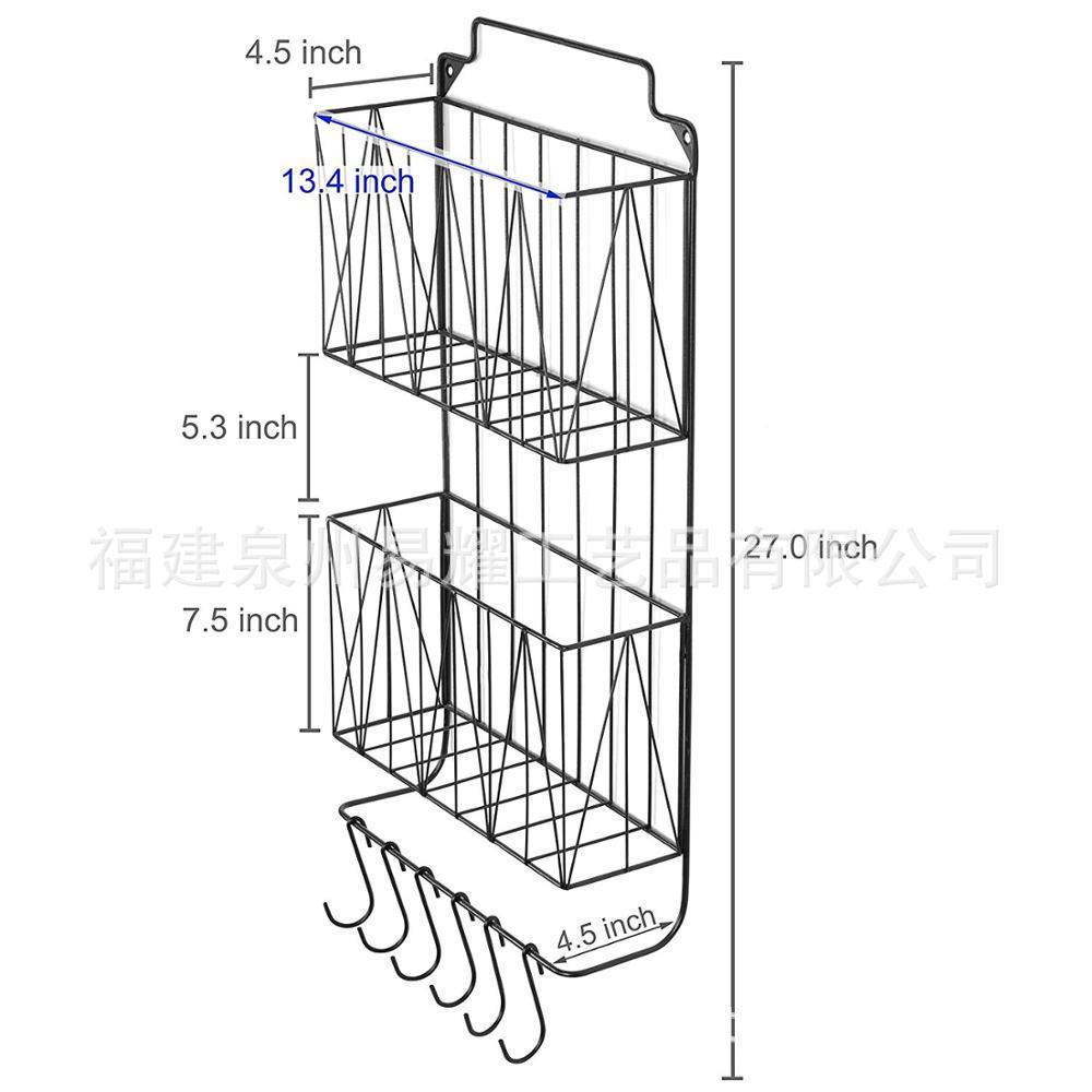 直壁挂式双层铁艺水果篮/线挂G077金属悬储物篮带S形挂销钩