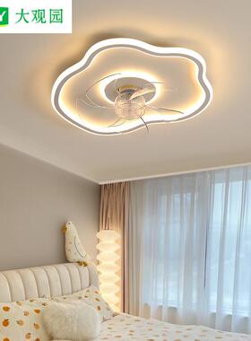 儿电风扇622灯卧室灯吸现顶灯具代简约餐厅灯智能扇灯云朵童房灯L