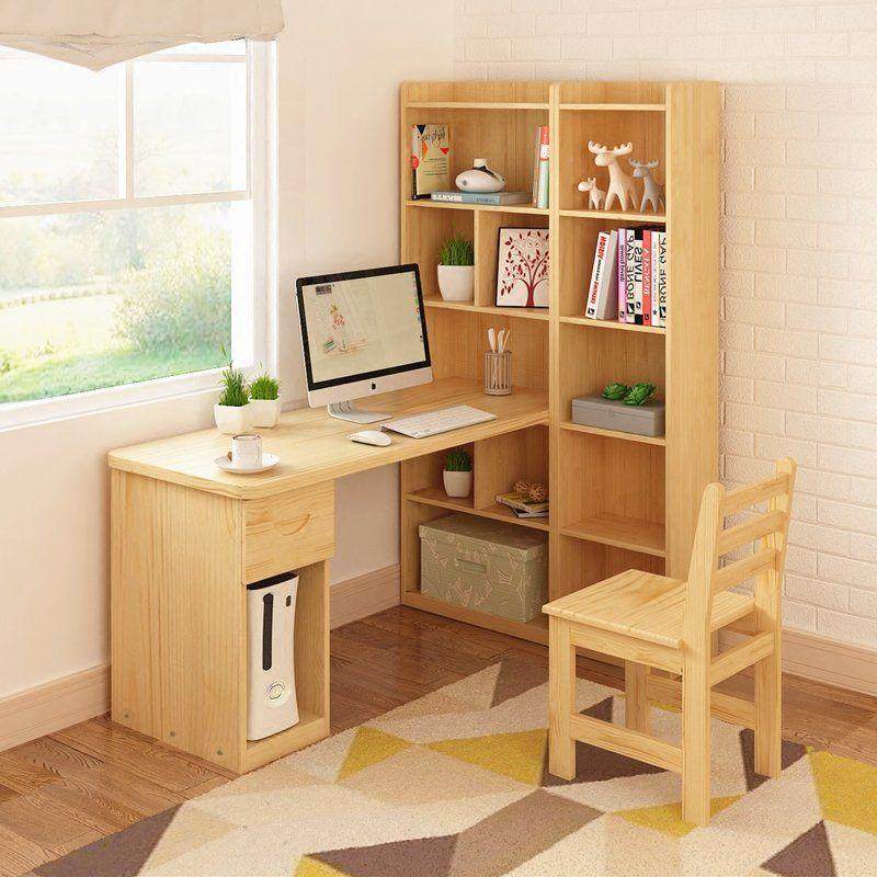 半包围式习桌书法全实木学转角电脑GFH学生带书架书柜书角落童桌