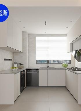 橱柜定制整体KVC现代奢小户厨型U型房实木纹厨柜轻设计装修定做