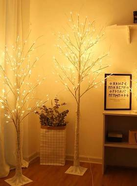 LED白桦树仿灯IIP真发光树圣诞庭院灯卧室房间氛围布置景饰观超装