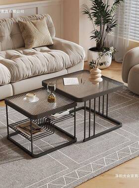 简奶油HPH玻璃玻璃茶几厅家用小型茶几轻户奢现客代约子母组合长