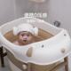 儿加童可折叠浴桶婴洗澡桶新生浴幼盆儿儿家用坐躺RNW加大深