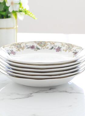 盘子菜盘家用202新款套装骨OUM质瓷餐具个2饺性盘创意子汤盘6个装