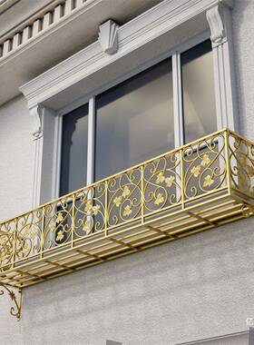 欧式铁艺花窗户台护栏挂架栏杆铝VID艺多肉挂式架花盆物置架花阳