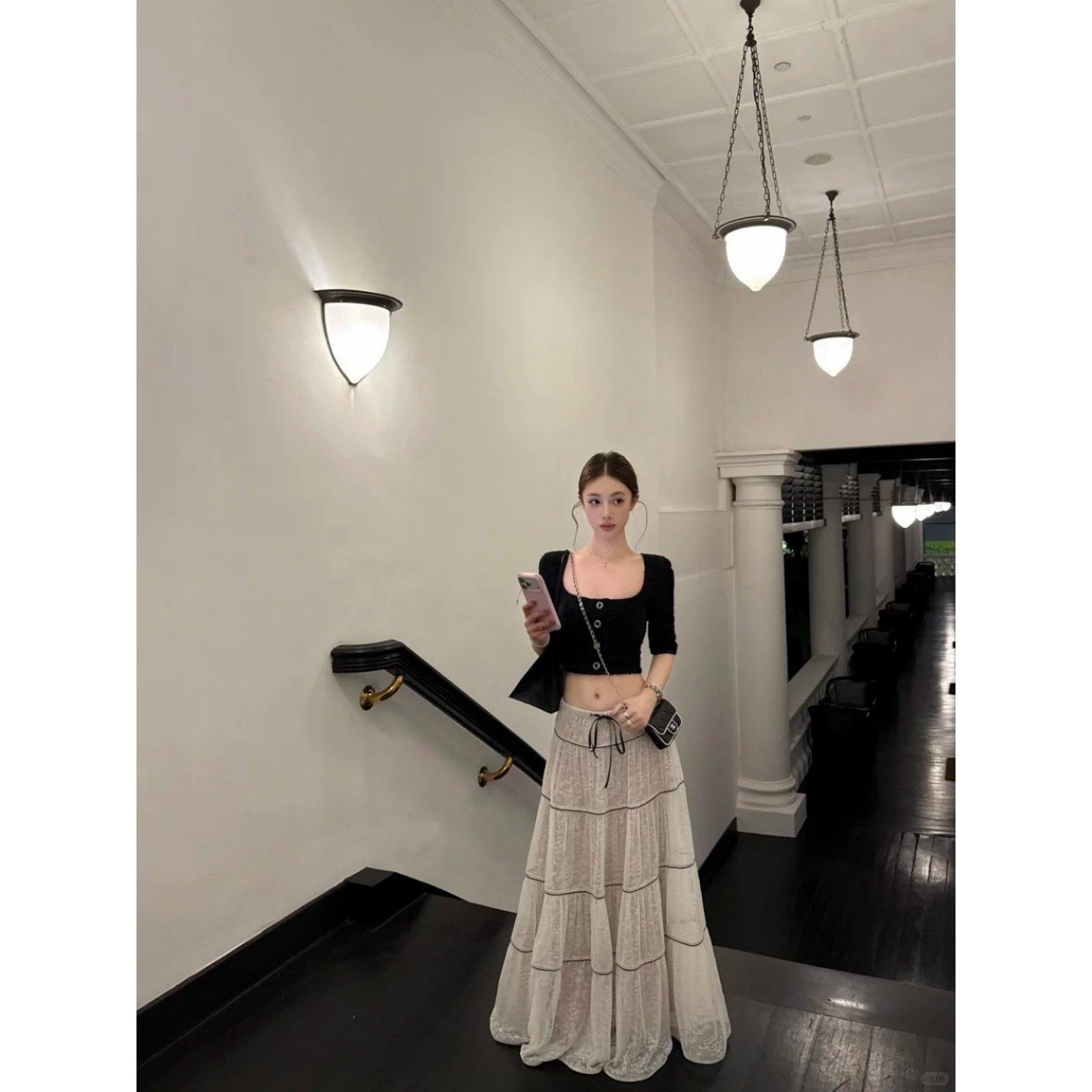 2026年超火冬装一整套小香风粗花呢方领短袖上衣蕾丝大摆半身裙,女装/女士精品,时尚套装,淘宝优惠券,粉丝福利购,淘宝优惠卷