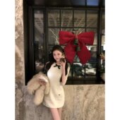 2026巨好看搭配一整套千金风长袖 连衣裙套装 打底衫 小众蝴蝶结无袖