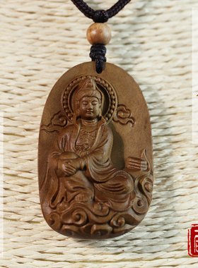 保真印度老山檀香木吊坠雕刻工艺挂坠项坠项链男女饰品自在观音