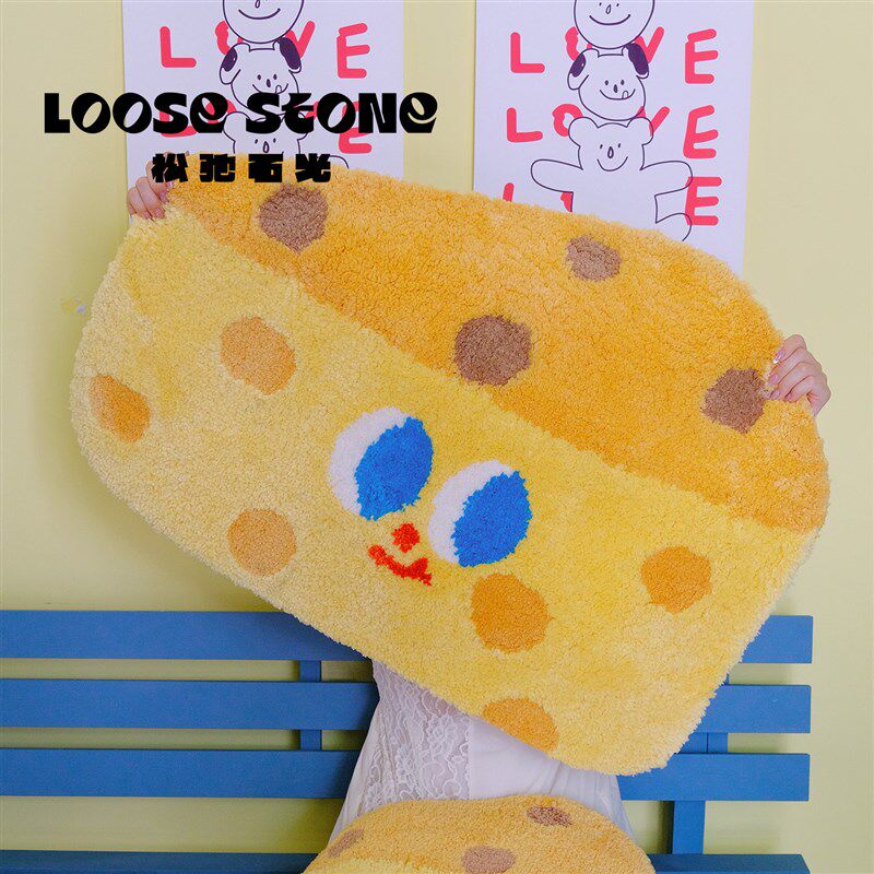 可爱芝士多巴胺风地毯卧室床边毯异形长条植绒客厅卫生间毛绒地垫,居家布艺,地毯,淘宝优惠券,粉丝福利购,淘宝优惠卷