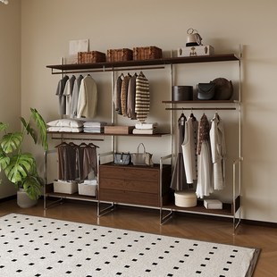 开放式衣柜落地免钉 实木独立衣柜 步入式衣帽间定制全挂式衣橱