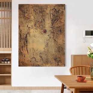手绘油画大幅肌理客厅装饰画抽象侘寂风民宿挂画立体复古餐厅壁画