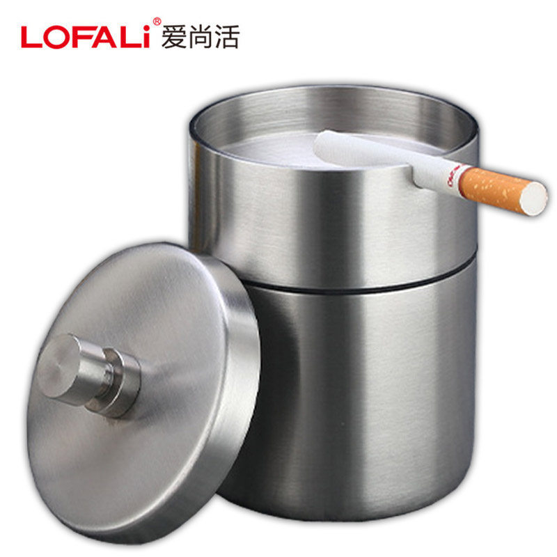 爱尚活304不锈钢车载烟灰缸 带盖创意个性多功能欧式卧室客厅通用