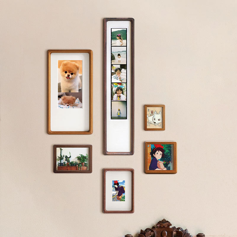儿童卧室照片墙相框组合打印照片简约现代实木装饰挂墙宝宝相片墙
