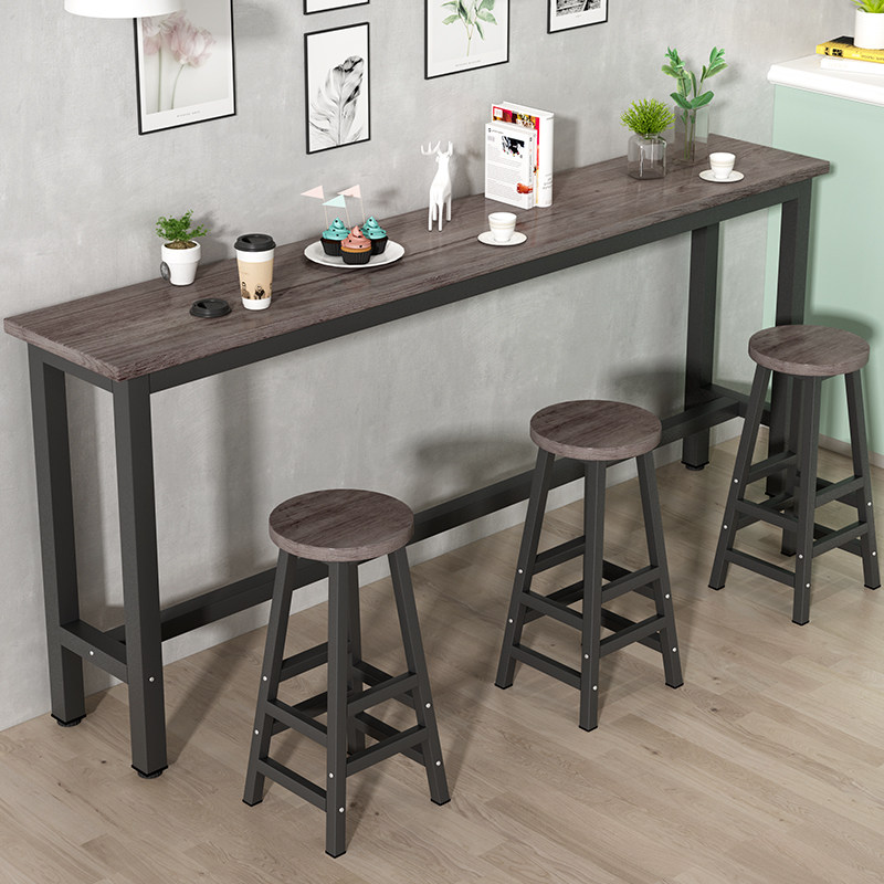 靠墙吧台桌家用客厅高脚桌简约酒吧阳台餐桌奶茶店桌椅组合长条桌