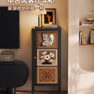 中古风斗柜客厅靠墙窄柜子电视柜旁小边柜卧室覆古沙发铁皮置物柜