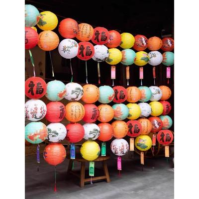 秋国庆春节装饰中古风纸灯笼发光猜字谜场动元活宵氛围景布置ACZ