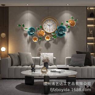 家用时尚欧创意钟壁式挂钟表厅现代装客饰挂钟艺术轻奢风北式卧室