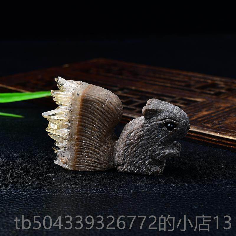 高档石乌拉圭天然紫水晶小簇松鼠晶摆件菊花原雕刻家居客厅装饰品