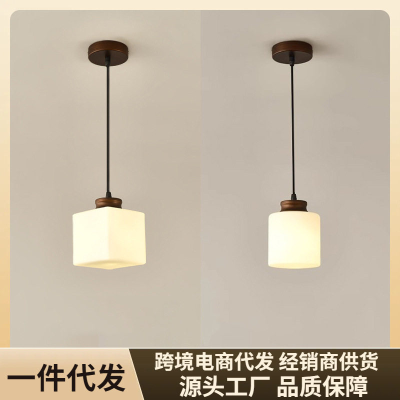 美式床头小吊灯阳台过道玄关灯吊线灯复古简约卧室衣帽间单头吊灯
