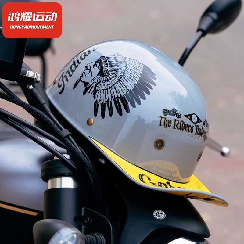3C认证摩托车头盔复古半盔男女德式瓢盔机车哈雷轻便电动车太子盔