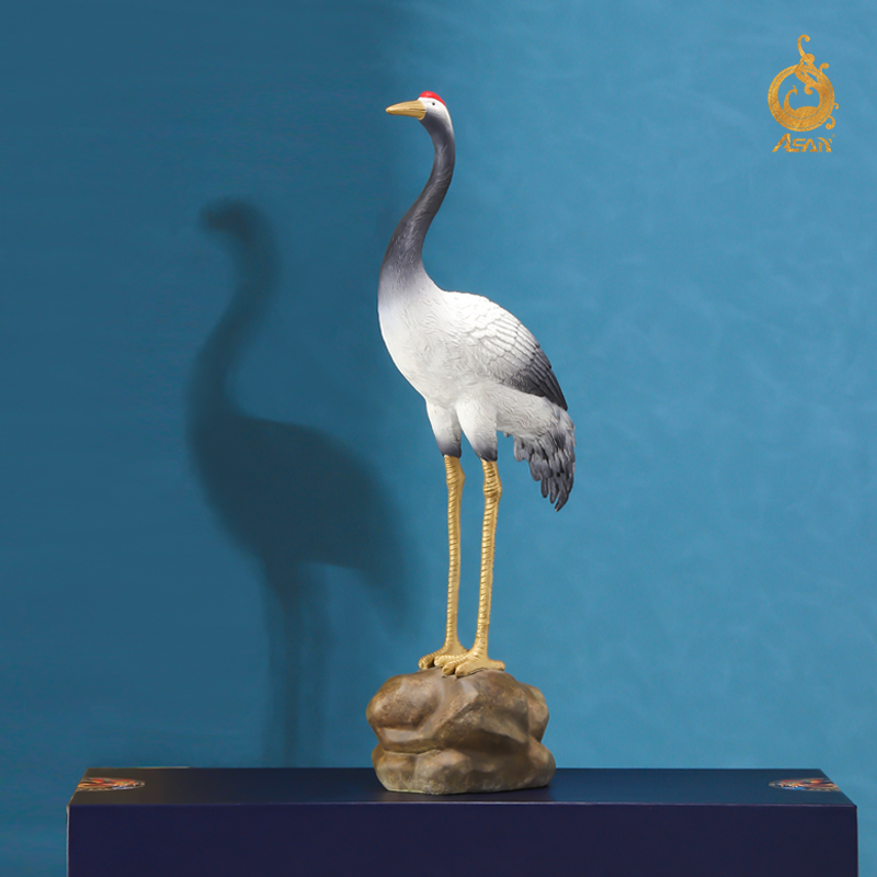 黄铜摆件《鹤寿延年》仙鹤铜工艺品 家居饰品 客厅书房装饰礼品