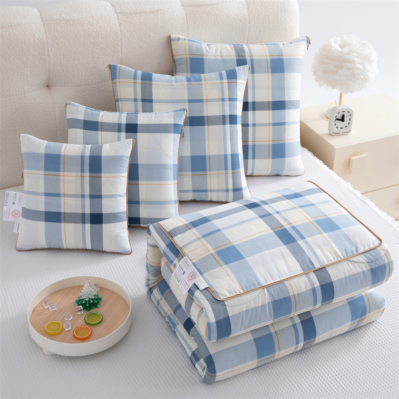 A类全棉两用抱枕被子二合一高档车用可折叠靠背办公室沙发空调被