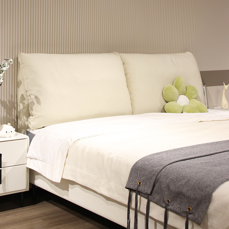 单个牀头背板真皮大象耳朵牀头板软包简约双人牀靠单独落地靠背板