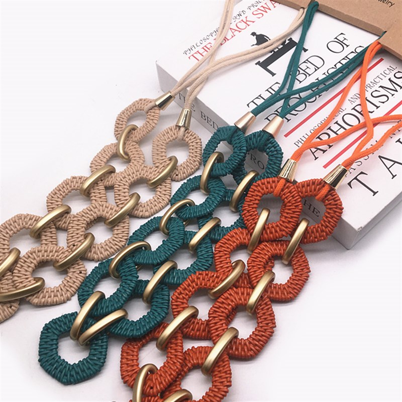 彩色多巴胺扣环窗帘绑带简约窗帘装饰绑绳窗饰辅料树脂链条仿木纹