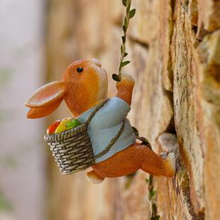 可爱动物外攀登摆件景小造兔子壁挂户F968S866花园盆挂庭院爬树上