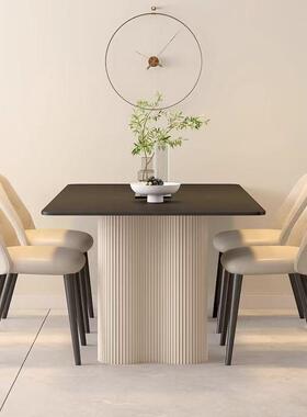 家用吃高端饭式桌025岩餐桌CBT黑色小户型长2方形现代简约纯意新